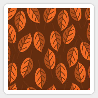 Orange leaves on brown background pattern Sticker